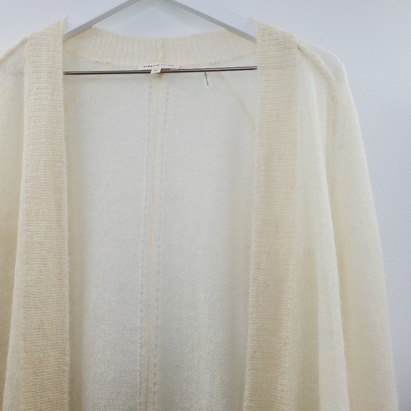 Rebecca Taylor Fuzzy Sheer Open Draped Cardigan Mohair Alpaca Cream Cozy - Picture 3 of 8
